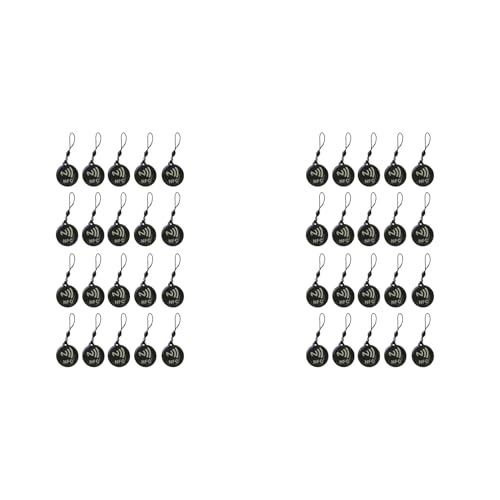 40 Etiquetas NFC Ntag213 de 13,56 MHz, tarjetas inteligentes negras de 31x28 mm para móviles