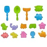 Faroby Set di stampi per Sabbia da 15 Pezzi, Simpatico Cartone Animato, Giocattoli di Sabbia sicuri e Divertenti, Giocattoli educativi e di apprendimento per Ragazzi Ragazze