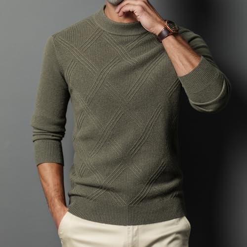 Winter Men's Long-Sleeve 100% Wool Fisherman Cable Crewneck Warm Sweater2