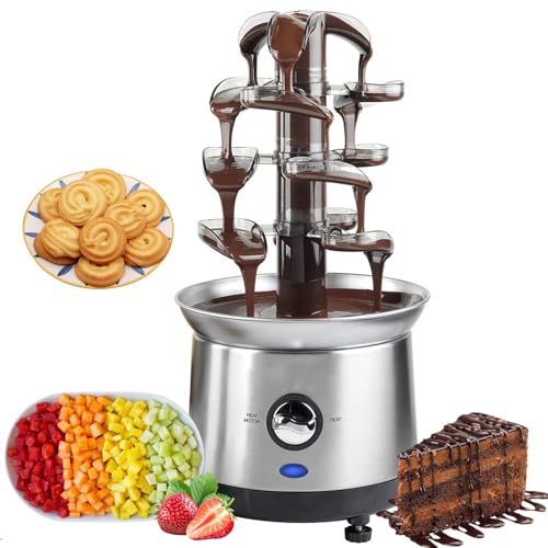 ZHJOPP Máquina de Fuente de Chocolate, Mezclador de Chocolate Eléctrico de Acero Inoxidable, Desmontable, Adecuado para Sostener Chocolate, Salsa y Queso