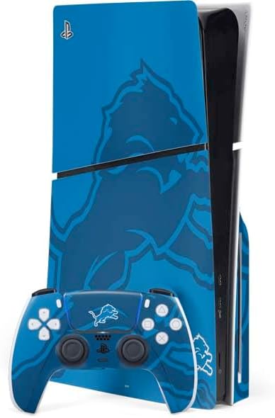 Skinit Decal Gaming Skin Compatible with PS5 Slim Disk Bundle - Officially Licensed NFL Detroit Lions Helmet Design