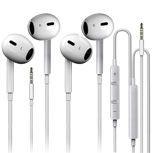 Nvnceiw 2-Pack Wired iPhone Earbuds/Headphones/Earphones with Mic and Volume Control, Compatible with iPhone, iPad, iPod, Computers, MP3/MP4 Players, Android Devices, and Most 3.5mm Audio Devices