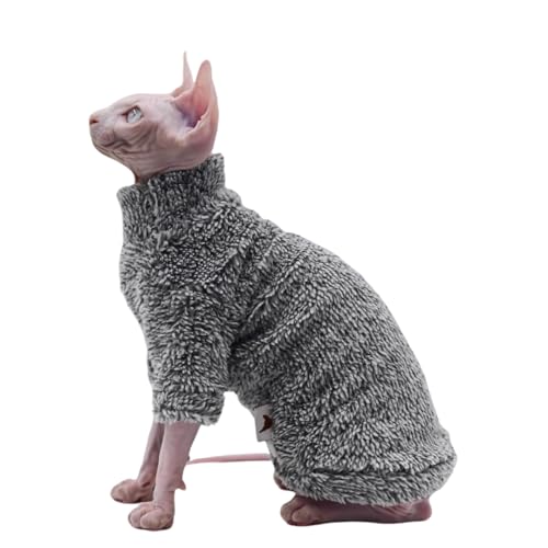 Hairless Cat Clothes Warm, Stretch,Comfortable,Thickness and Soft, Autumn and Winter Cat Apparel for Sphynx, Devon Rex, Cornish Cats (Black, Large)