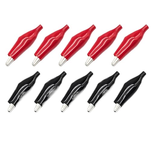 Medium Black Red Soft Plastic Coated Testing Probe Test Clips 10Pcs Metal Clip Crocodile Electrical Clamp