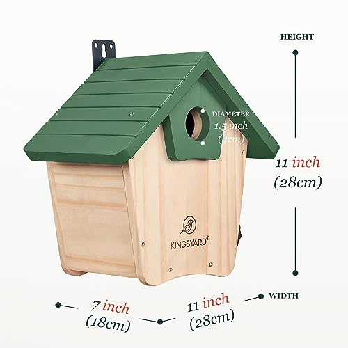 Kingsyard Wooden Bluebird House, Bird House With Predator Guard, Nesting Box Birdhouse For Outside Wild Bird Watching, Green #TOP3