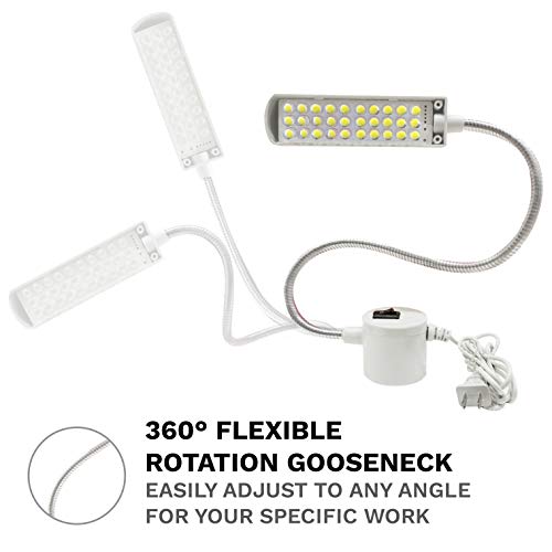 LED Lamp Magnetic Base, 30 LEDs, Extra Long Flexible Gooseneck, Sewing Machine, Work Light for Workbench, Metal Lathe, Machinist, Bench Grinder, Band Saw, Drill Press, Desk, flexable Light with DISC - Thumbnail 3
