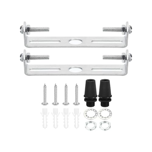 TOP-VIGOR 2Sets Light Fixture Ceiling Bracket, 80mm Ceiling Light Plate Kit, Light Fixture Mounting Bracket Plate Steel Crossbar for Home Office Pendant Wall Light, with Screw Washer Nut