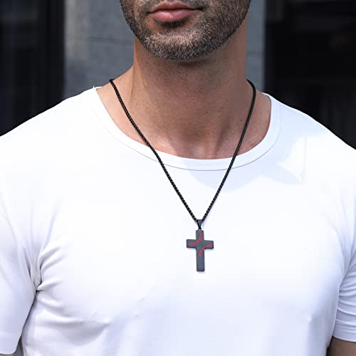 Zocomi Baseball Cross Necklace for Boys Men, Stainless Steel Cross Pendant Chain 24 Inches, Inspirational Bible Verse Religious Gift3
