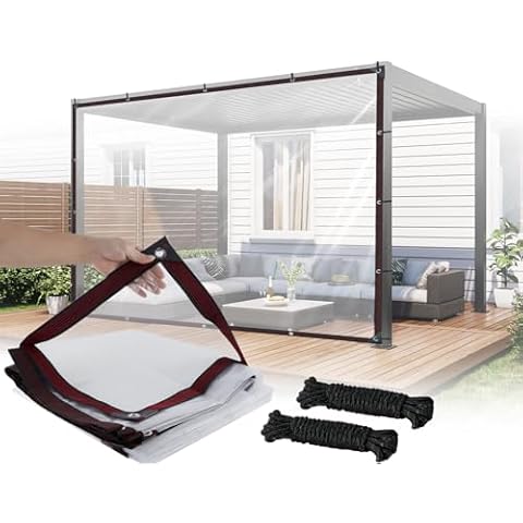 Clear Tarps, Flymer 10x13 FT Heavy Duty Clear Tarp for Patio, Outdoor Transparent Waterproof Tarp with Grommets for Greenhouse, Porch, Tent, Plant, Chicken Coop (2 Pcs) Cover