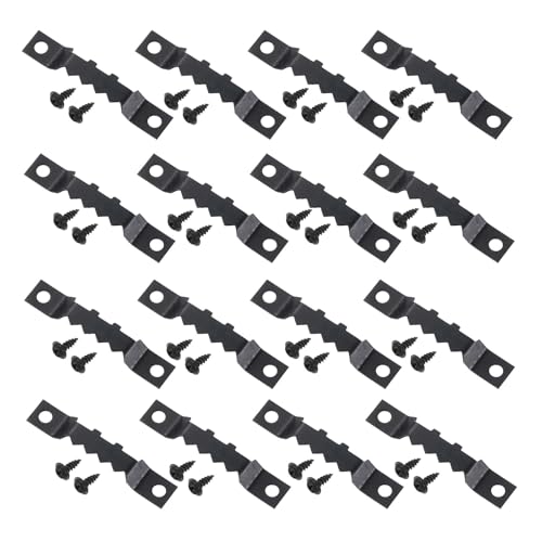 Image of uxcell 16Pcs Picture Hangers, Double-Eerration Frame Back Hanging Fasteners with Screws, Metal Photo Frame Hooks Fixing Hardware for Hanging Paintings Picture Photos Frame, Black