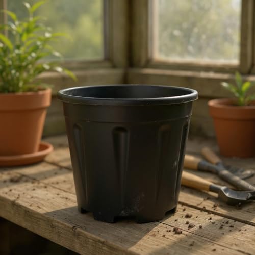 Image of 8 Inch Nursery Pots, 15 Packs Variety Plastic Pots with Drainage Hole, Plant Containers for Seedlings, Succulents, Transplanting (8 Inch, Black-Round) (Black - Round)