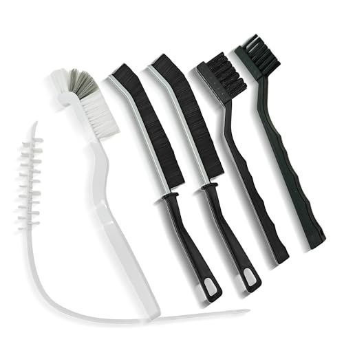 Professional 6-Piece Crevice Cleaning Brush Set – Hard Bristle Brushes & Crevice Cleaning Tool Kit for Washing Machine, Sink, Toilet, Window Tracks, Grout & Small Spaces - Gap Scrubbing