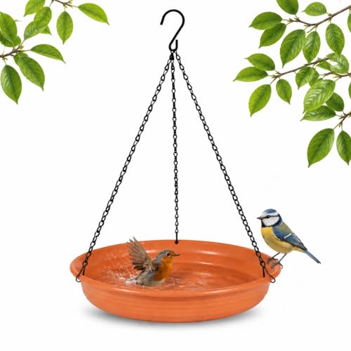 Hängende Vogeltränke Hängendes Vogelbad für Wildvögel zum Baden Trinken und Sitzen Vogeltränke zum Aufhängen für Garten Balkon Terrasse oder Baum Dekorative Wasserschale für Gartenvögel