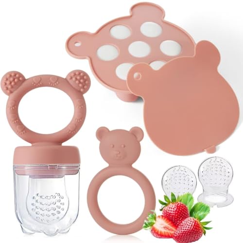 Image of KEERT Baby Fruit Feeder with Popsicle Mold, Teething Teethers for Babies 3-12 Months,Teething Toys for Babies Feeding Gift