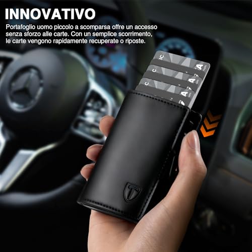 TENBST Portafoglio Uomo Slim, Porta Carte di Credito Uomo Piccolo, Portacarte Uomo con Protezione RFID Anticlonazione, Porta Tessere Uomo con Portamonete, Regalo Uomo Scatola - 5