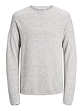 pullover grau oversize weich JACK & JONES Herren Jjehill Knit Crew Neck Noos Pullover, Grau (Light Grey Melange Light Grey Melange), L EU