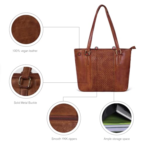 Image of Leather Purse For Women - Real Leather Tote For Women - Ladies Shoulder Handbag For Work, Travel, Casual Use