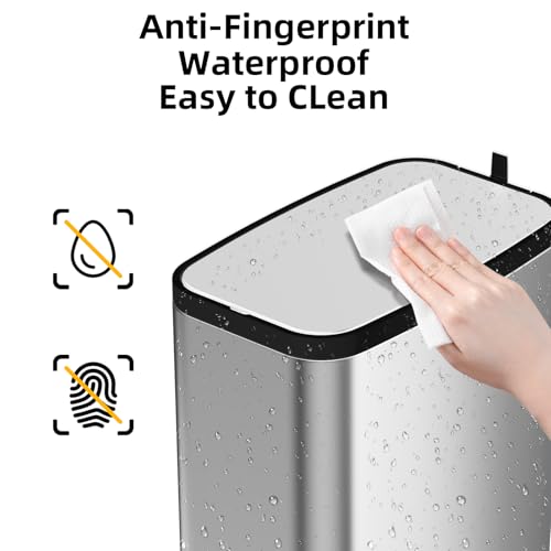 Image of KdbK Stainless Steel Bathroom Trash Can with Lid Soft Close,1.6 Gallon Slim Garbage can,Small Metal Step Wastebasket for Office, Bedroom, Toilet, Live Room