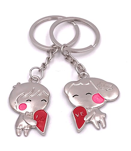 H-Customs Couple Pendentif Figures avec coeur Love Key Chain Pendants