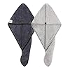 2-Pack-Hair-Drying-Towels-Hair-Towel-Wrap-Super-Absorbent-Microfiber-Hair-Towel-Turban-with-Button-Design-to-Dry-Hair-QuicklyDark-GrayLight-Gray M-bestl 2 Pack Hair Drying Towels, Hair Towel Wrap, Absorbent Microfiber Hair Towel Turban with Button Design to Dry Hair Quickly(Dark Gray&Light Gray)