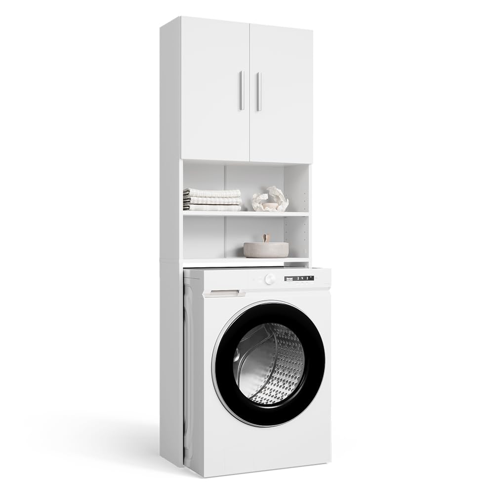 Vicco Waschmaschinenschrank, Weiß, 64 x 190 cm