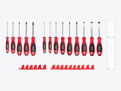 Image of TEKTON Phillips and Slotted Screwdriver Set, 14-Piece | DWZ90117 | 4 Inch Shanks, P0 - P4, 3 - 14 mm, Modular Organizers