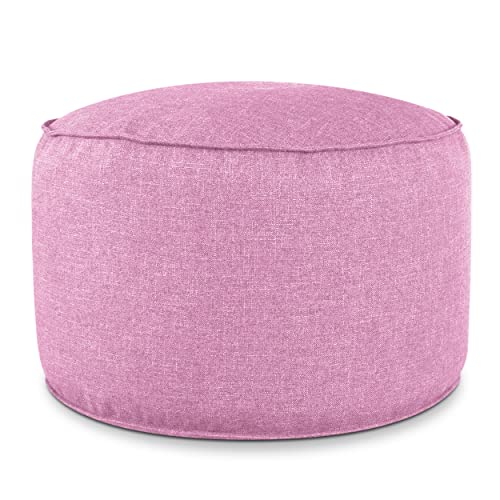 DESHOME - Puff reposapiés redondo Ø 80 cm relleno desenfundable para interior y exterior: Puff diseño para sofá sala de estar, dormitorio, puff reposapiés, puff salón Light puf (Malva)