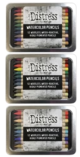 Ranger Ink Bundle - Tim Holtz Distress Watercolor Pencil Bundle Set 4 5 & 6 - Ideal for Watercoloring Shading and Sketching - Premium Art Supplies for Professional Artists