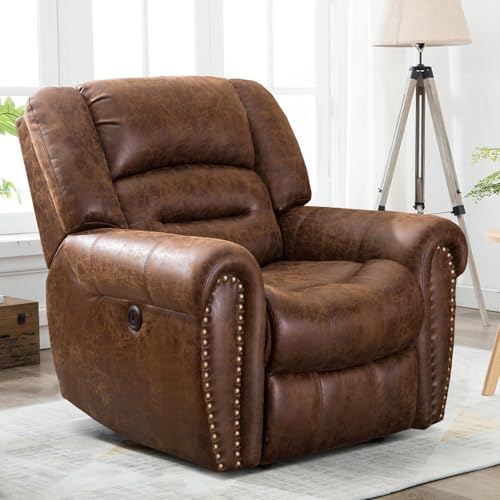 CANMOV Power Recliner with USB Faux Leather Nut Brown