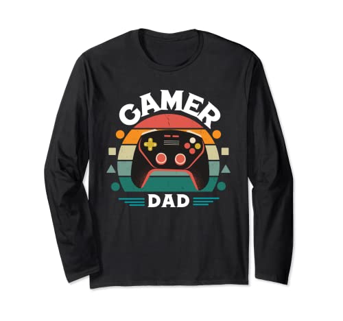 Gamer Dad Retro Vintage Sunset Jeux vidéo amusants Manche Longue