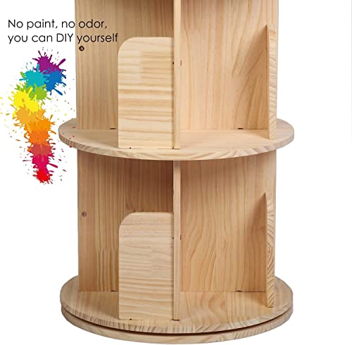 Zbpress Rotating Bookcase, 4 Tier Swivel Bookcase Wood Bookshelf,360 Display Floor Standing Bookcase For Kids&Adults #TOP5