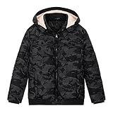 SNOW DREAMS Boys Winter Coat Puffer Camo Jackets Detachable Hoodie Ski Jacket Fleece Lined Blue Size 6