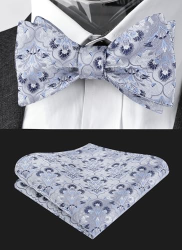 Image of Alizeal Mens 2pcs Floral Pattern Bow Tie Set | Self-tied Pocket Square Colorful Perfect for Weddings Proms Business