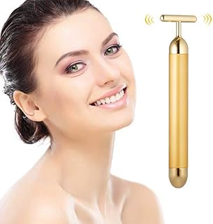 Beauty Bar 24k Golden Pulse Facial Face Massager, Electric T-Shape Sign Face Massage