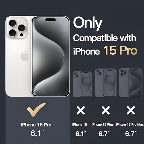 Image of Dsynk Gear Case Compatible with iPhone 15 Pro, Black | Magnetic Compatible with MagSafe | Built-in Stand & Camera Lens Protector | Anti-Yellowing & Scratch-Resistant Crystal Clear Back Cover
