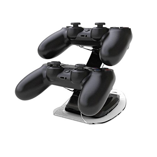 OSTENT Blue LED Dual Charger Station Dock Cable for Sony PS4 Wireless Bluetooth Controller