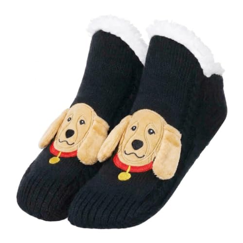 Image of ZYZX Cute Dog Slipper Socks for Women with Grips,Fuzzy Socks Indoor