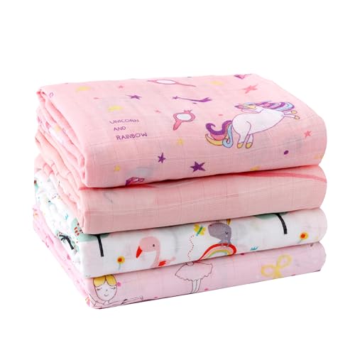 Image of Artis Lanai Muslin Swaddle Blankets: 4-Pack Baby Wraps for Boys and Girls - Breathable, Skin-Friendly Receiving Blankets, Essential for Baby Registry and Gifting, 47 x 47 inches. (SnugNest-4p)