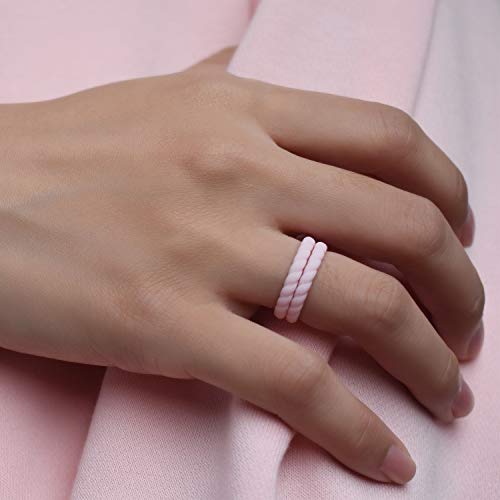 Mokani Silicone Wedding Ring For Women, 10 Pack Thin And Braided Rubber Band, Fashion, Colorful, Comfortable Fit, Skin Safe #TOP4