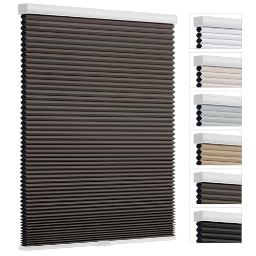 Changshade Cordless Cellular Shades, Blackout Room Darkening Black Out Honeycomb Blinds for Indoor Windows Bedroom, Pull Down Pleated Accordion Blind Easy Install, Shade Size 54" Wx72 H, Taupe