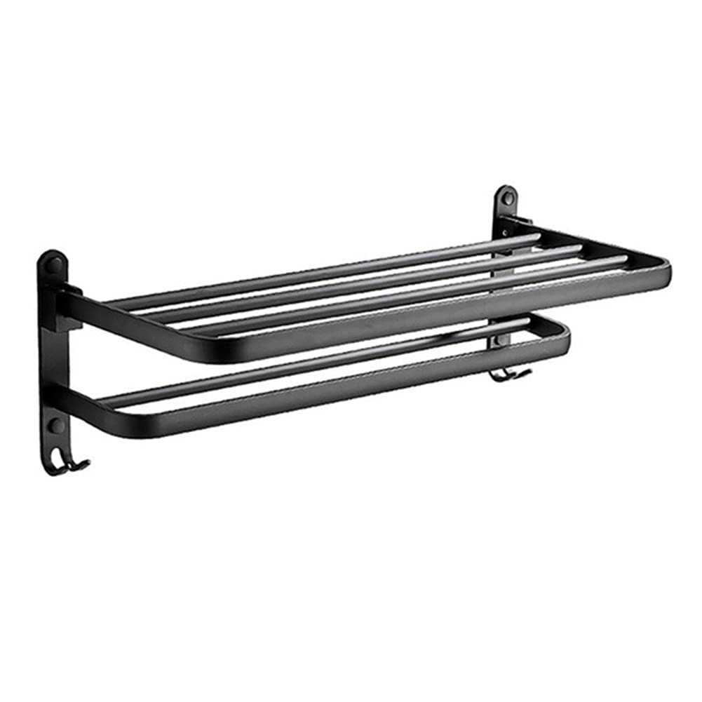 Porte-serviettes design en aluminium brossé et étagère de rangement