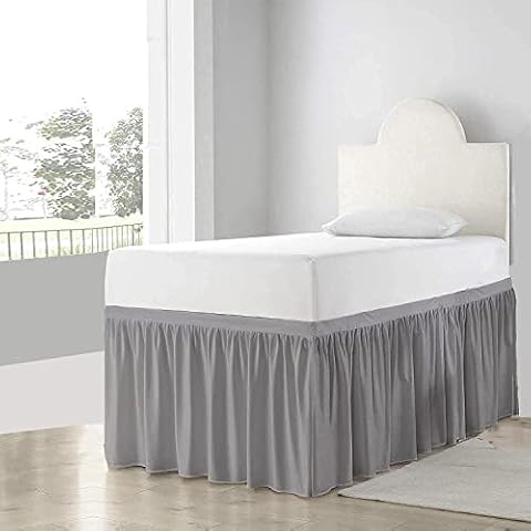 Dorm Room Bed Skirt Twin XL - Ruffled Dorm Size Bed Skirt - 100% Cotton Blend Fabric Dorm Bed Skirt Silver - Dorm Bed Skirt Twin XL Size College Dorm Bed Skirt 34" Drop (Silver, 34" Drop) Cover