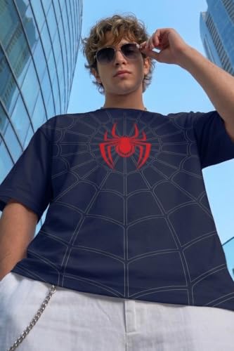 Image of Veirdo Men Spider-Man Printed Oversized T-Shirt