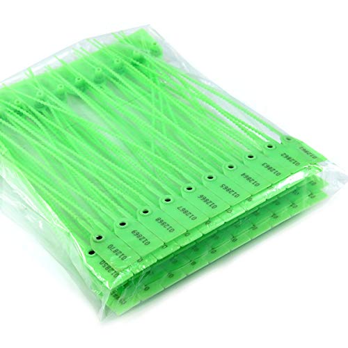 Green Zip Tie Seals Anti Tamper Tags Disposable Adjustable for Fire Extinguisher and Fire Safety (100Pcs)