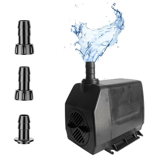 Springbrunnenpumpe, 60W 3200 L/H Ultra Leise Wasserpumpe mit Filter, Tauchpumpe mit 3 Düse 13mm-16mm-19mm, Aquarium Pumpe Klein Teichpumpe für Gärten Teich Brunnen Aquarium Springbrunnenpumpe, 60W 3200 L/H Ultra Leise Wasserpumpe mit Filter, Tauchpumpe mit 3 Düse 13mm-16mm-19mm, Aquarium Pumpe Klein Teichpumpe für Gärten Teich Brunnen Aquarium