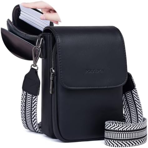 POIUGOYA Small Crossbody Bags for Women Trendy,Leather Triple Compartment Cell Phone Crossbody Wallet Purses with Card Slots
