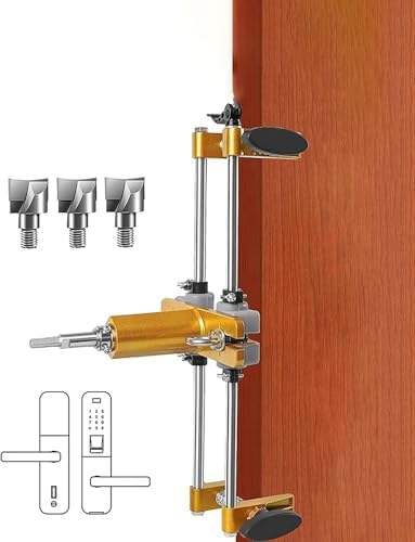 Wooden Door Lock Hole Opener Kit - Mortising Jig Tool with 5 Blades for Precise Lock Installation, Easy-to-Use Door Fitting Solution, Perfect for DIY and Professionals