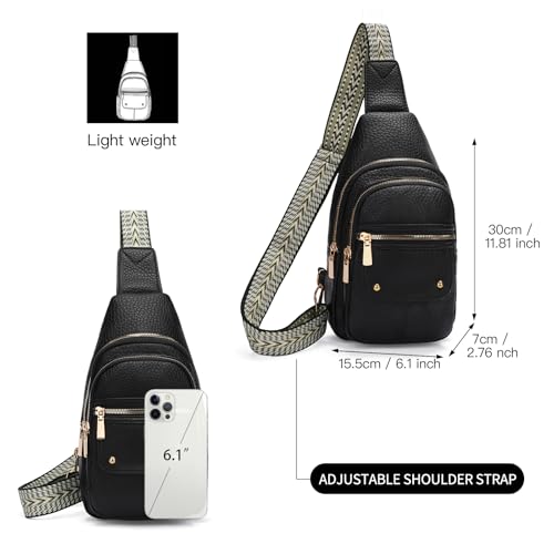 GOIACII Sling Bag Crossbody Bags for Women Anti Theft Travel Purse Fanny Packs Leather Black3