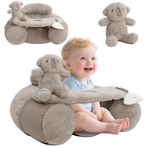 KAKIBLIN Siège de bébé gonflable avec housse pour bébés de 3 à 36 mois, portable, siège gonflable pour s'asseoir et jouer (gris)