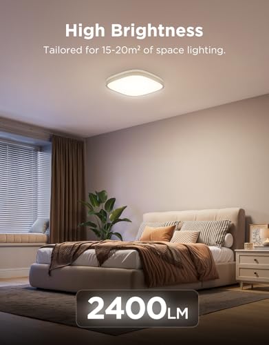 Govee LED Ceiling Light, Smart RGBIC Ceiling Lights 2400LM Work with Matter, Alexa & Google Assistant, for Bedroom Living Room Kitchen, Square, 30cm - Image 6